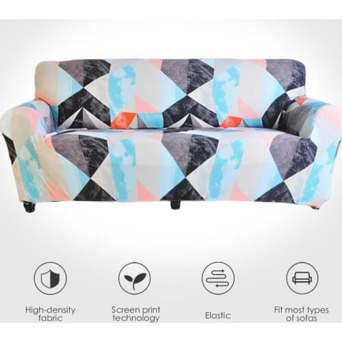 Sofa Cover Elastic for Living Room Geometric Sectional Sofa Slipcover Printed Corner Couch Cover housses de canapés