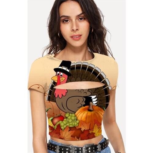 Somepet Thanksgiving T shirt Women Animal Tshirt Printed Maple Leaf Tshirts Casual Short Sleeve Hip Hop New Streetwear Vintage