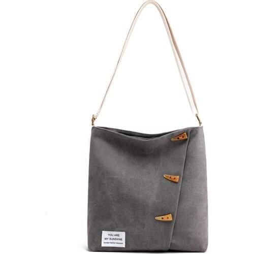 Fashion Canvas Girl bag Fresh art student make-up bag shoulder handbag Versatile shopping bag Women Simple Big Capacity Bags