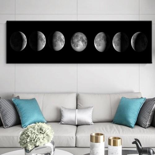 The Moon Phase Black White Posters Canvas Art Prints Nordic Wall Art Abstract Painting Wall Picture for Living Room Home Decor
