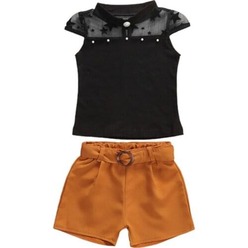 PUDCOCO 2Pcs Toddler Kids Baby Girls Clothes Set Tutu Off Shoulder Top T-Shirt Solid Shorts Pants Summer Newest Outfits 1-5Y