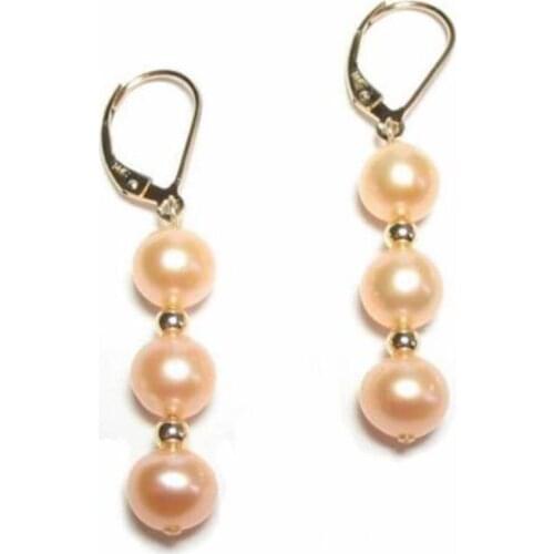 Beautiful A PAIR AAA + PINK SOUTH SEA PEARL EARRING 14k/20 GOLD