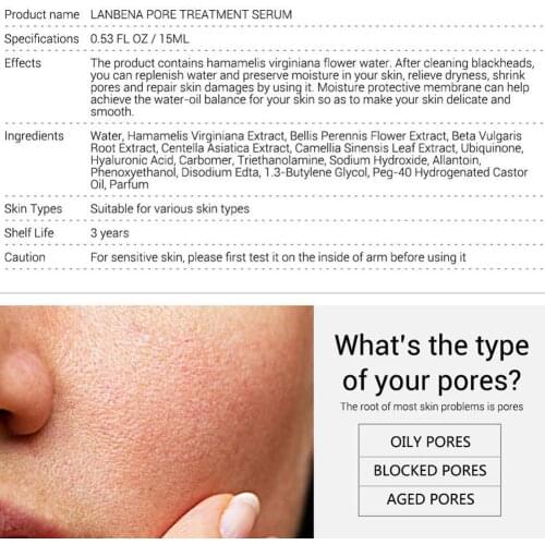 Pore Shrinking Serum Essence Pores Treatment Relieve Firming Smooth Care Dryness Oil-Control Moisturizing Skin Repairing X2D1