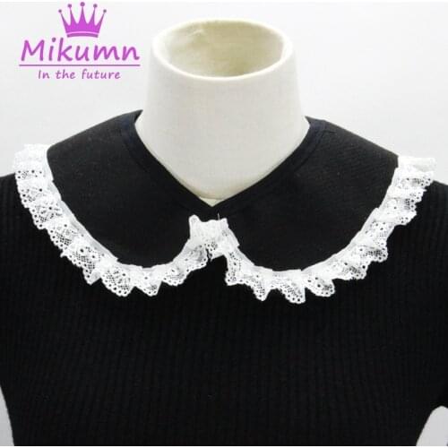 Japanese Style Sweet Vintage Black Lace Women False Fake Collar Cute Peter Pan Collar Decorative Collar Clothing Accessories