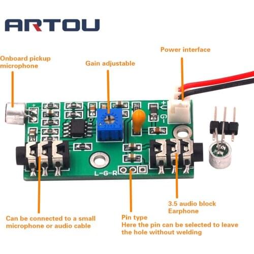 Microphone Pickup Microphone Amplifier Module Gain Adjustable Audio Amplifier Circuit AC Signal Amplifier Board