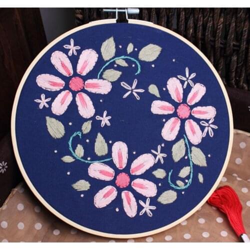 Flower Leaf Handmade DIY Cloth European Embroidery Flowers Plants Kit Needlework Set