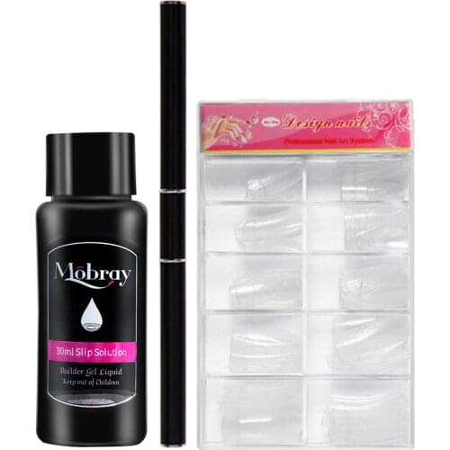 Nail Extension Gel Set 30ml Nail Slip Solution 30ml Nail Cleaning Liquid And Light Therapy Pen And 100 Pcs Nail Mold