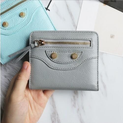 2019 New Brand Fashion Leather Women Girls Short Wallet Coin Purse Organizer Pocket Small Credit Card Holder genuine leath