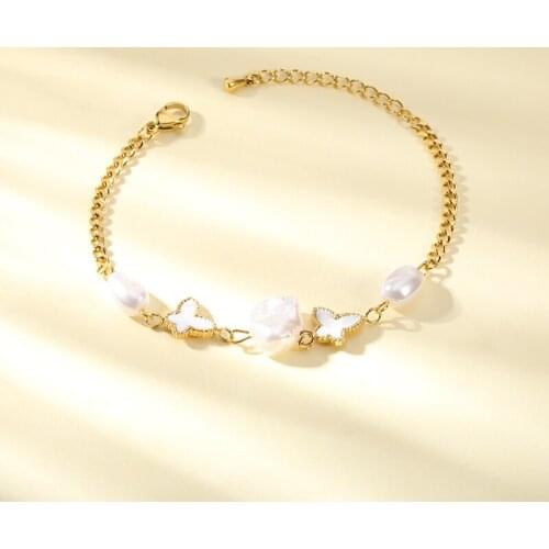 2021 New Baroque Natural Pearl Bracelet Sexy For Woman Butterfly Bracelets Fashion Lady Temperament Bracelet Chaoren Jewelry