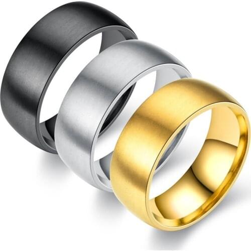 New 8MM 12MM Men Fashion Ring Glossy Stainless Steel Ring Plain Couple Rings Trendy Simple Jewelry for Women Men Wholesale