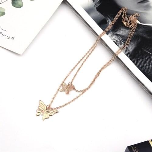Chakra Necklace Queen of Spades Women Hollow Butterfly Clavicle Chain Jewelry Double Layer Necklaces