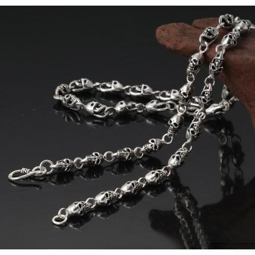 New fashion necklace for men 925 sterling silver jewellery vintage personality overbearing skulls exaggeration Silver Chain