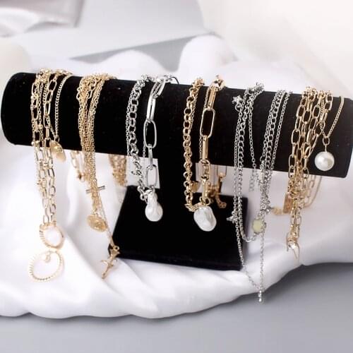 Boho Butterfly Lock Key Pendant Necklace Retro Multi-layer Clavicle Chain Jewelry Statement Gothic Punk Necklace Collares Girl