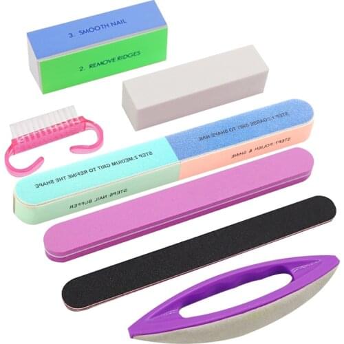 1Set Professional Nail Files Spong Polishing Nail Buffer Soft Six-sided Buffing Sanding Nail Art File Strips DIY Manicure Tools