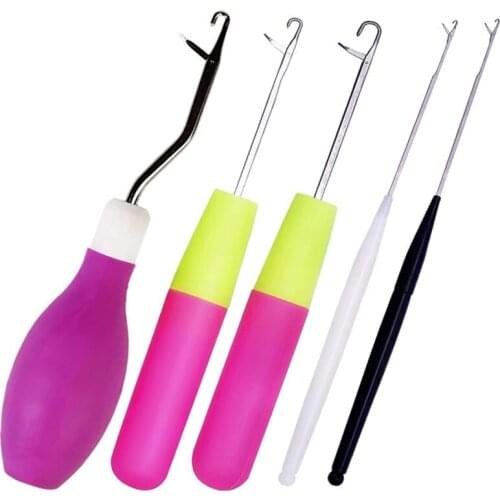 Nonvor 5pcs/Set Braiding Latch Hook Set Plastic Crochet Knitting Needles Supplies Braid Craft Kit Hooks For Carpet Knitting Tool