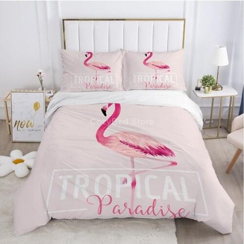 Pink Flamigo Bedding Set Girl Kids Modern 3d Duvet Cover Sets Comforter Bed Linen Twin Queen King Single Size Fashion Luxury
