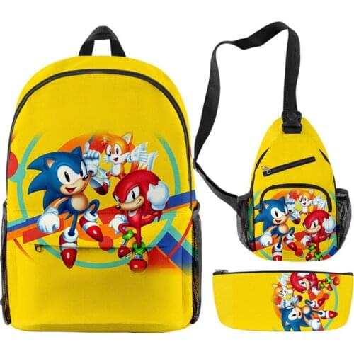 Super Sonic Print Backpacks Children Bookbag School Bag Mochila Boys/Girls Daily Shoulder Set Pencil Croobody Custom