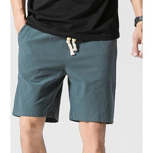 Men Shorts Solid Color Drawstring Summer Loose Mid Rise Pockets Shorts for Fitness