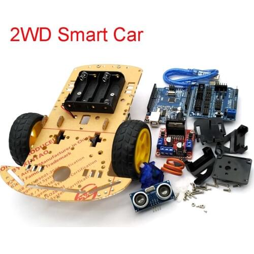 New Avoidance Tracking Motor Smart Robot Car Chassis Kit Speed Encoder Battery Box 2WD Ultrasonic Module For Arduino Kit
