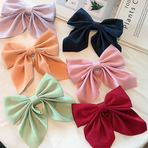 Girls New Oversized Bow Knot Hairgrips Linen Barrette Hair Clip Ponytail Women Elegant Headwear Hairpins Hair Red White Acessory