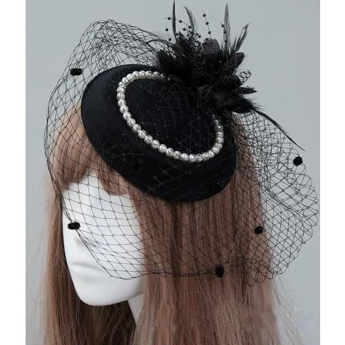 Women Hair Accessories Wedding Bridal Veils Decorated European Style Feather Fascinator Cocktail Party Hat Headwear Party