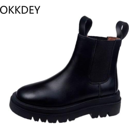 Chimney boots female big size shoes female Martin boots wide feet fat sister autumn locomotive thin boots fat tide single boots