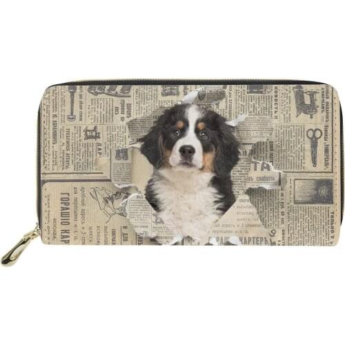 Wallets for Women Retro Style Card Holder Purses Cute Dog Print Casual Lady Wallets PU Leather Coin Clutch Money Bag Long Wallet