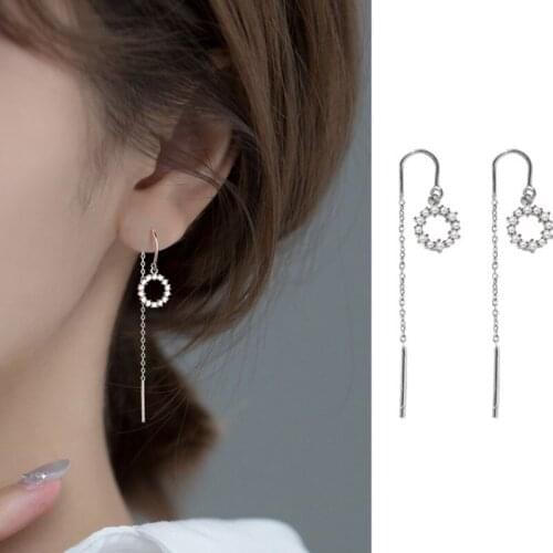 VENTFILLE 925 Sterling Silver Circle Tassel Ear Line Female Light Uxury Design Sense Of Exquisite Fashion Cute Girl Earrings