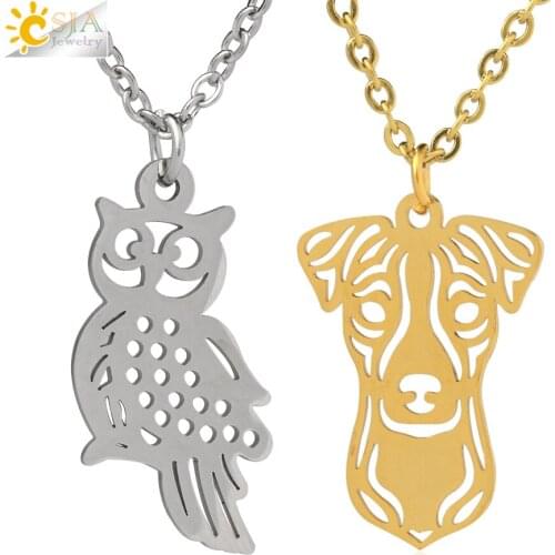 CSJA Womens Stainless Steel Necklace Chain Animal Pendant Gold Silver Color Jewelry Chaine Collier Acier Inoxidable Femme S795