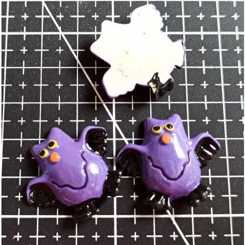 1pcs/lot resin flat back black purple color owl 28mm Scrapbook Embellishment DIY Phone Decoration