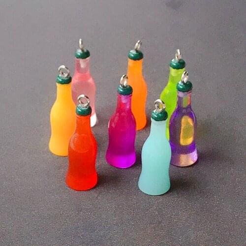 10pcs 33mm*9mm Cute Multicolor Stereoscopic Resin soft drink bottle charms For Necklace Keychain Pendant DIY Making Accessories