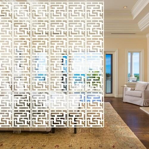 12 Piece White Room Divider Folding Plastic Partition Hanging Screen Panels Curtain Modern Living Bedroom Decorative