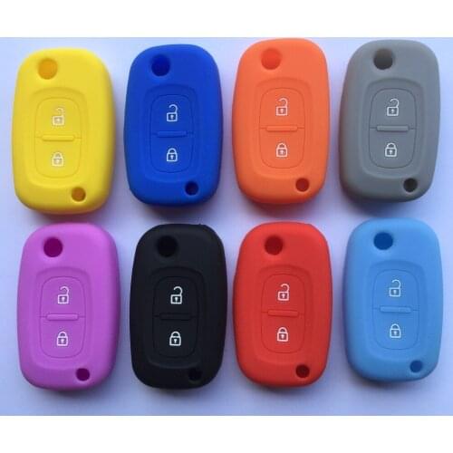 20pcs Flip Cover Silicon Case For Renault Kangdoo Captur Twingo Clio Megane Duster Sandero Remote Folding 2 Button Key