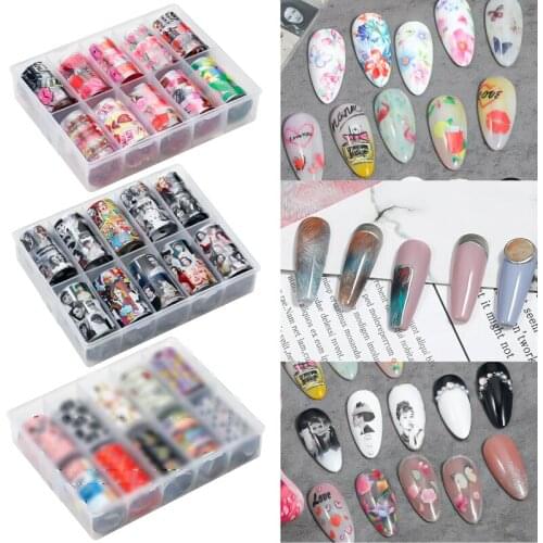 2021 Top Designer Design New Flower Butterfly Character Big Brand Logo Starry Sky Transfer Paper Nail Sticker DIY Tips Decoratio