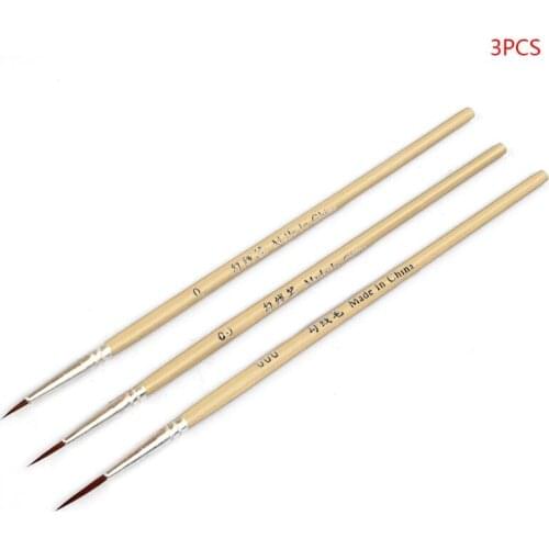 3pcs 0 00 000 Hook Line Pen Professional Fine Tip Drawing Brushes for Acrylic
