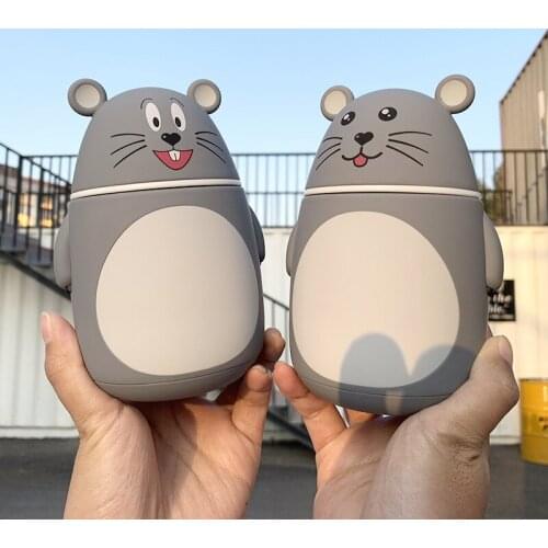 300ML Cute Mouse anti-fall Anti-scalding Portable Glass Water Cup Male Female Students Outdoor Accompanying Water Bottle