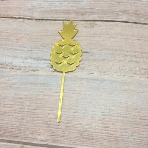 Acrylic gold pineapple cupcake toppers decorations set of 15
