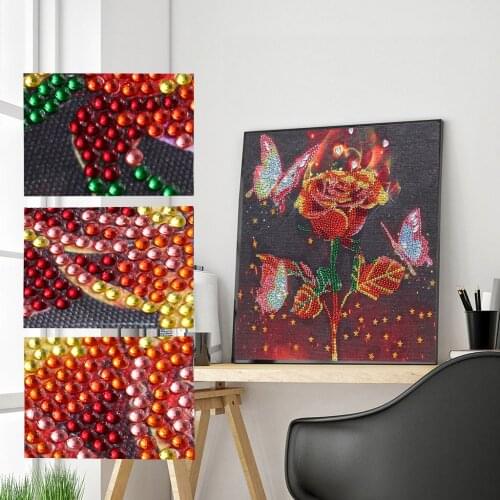 Special Shaped Diamond Painting Rose Flower Butterfly Modern Type DIY 5D Partial Drill Cross Stitch Kits Crystal Arts Home Decor