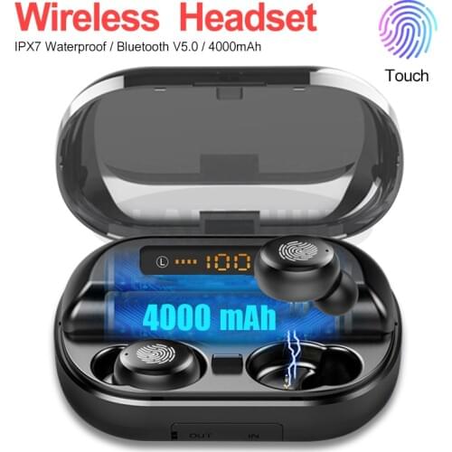 Wireless Bluetooth 5.0 Earphones IPX7 Waterproof 9D Stereo Sport Headphone with 4000mAh Power Bank TWS Bluetooth Earphone