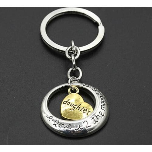Popular Family Mom Daughter Sister Dad Heart Key Chain Gift Letter Family Love Accessories Key Ring