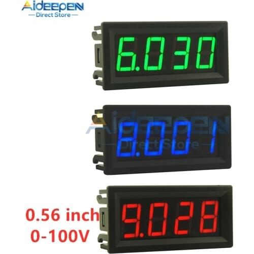 0.56 inch 0.56" DC 0.000V-100.0V 4 Digit LED Display Voltmeter Mini Digital Voltage Meter Volt Tester Red/Green/Blue DC 4-30V