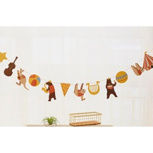 Kids Happy Birthday Creatures Banner Party Baby Shower Kids Favors Forest Animals Bunting Garland Supplies