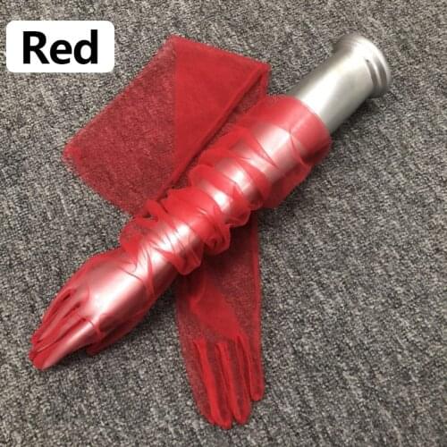 Women Sheer Tulle Gloves Transparent Full Finger Elbow Long Gloves Mittens wedding Party Photography Thin Ultra Long Gloves