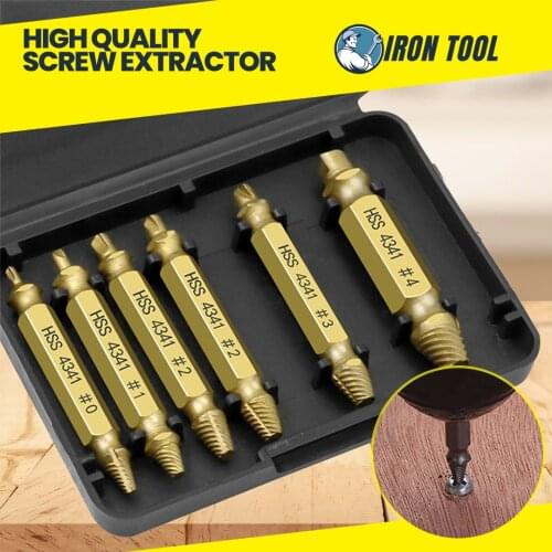 Double-sided Damaged Stripped Screw Extractor Remover Tool and Drill Bit Set Broken Bolt Extractor HSS 4341 High Speed Steel