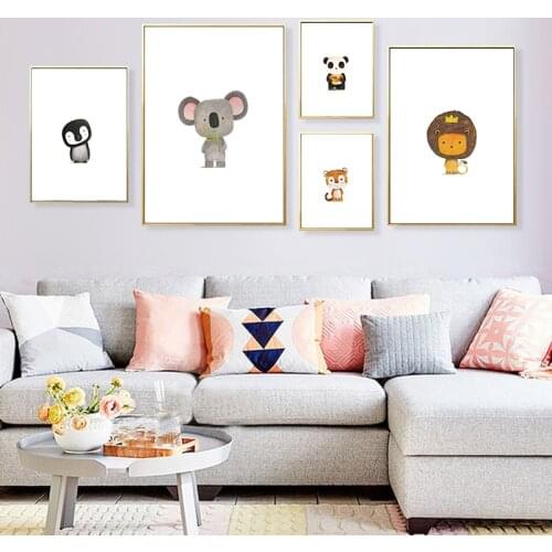 Elegant Poetry Nordic Cute Color Animal Cartoon Canvas Print Print Poster Picture Baby Room Bedroom Home Decor