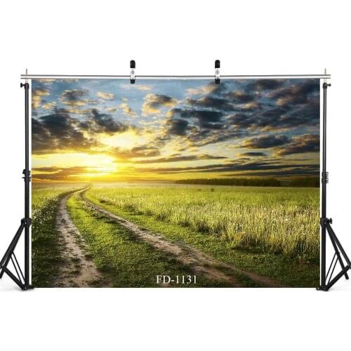 Field Sunset Photography Background Road Backdrop Portrait For Photograph Accessories Vinyl Cloth Printed Backdrops Photo Studio