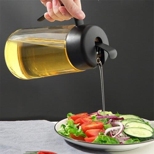 Leak Proof Glass Olive Oil Bottle Large Capacity Soy Sauce Vinegar Container Kitchen Oil Dispenser Household Seasoning Pot