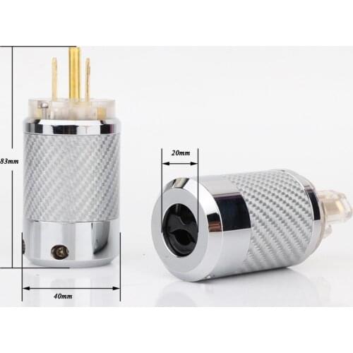 Hifi Carbon Fiber Gold Plated With gasket US standard AC Power Plug IEC Female Plug DIY Mains Power Cable Connector