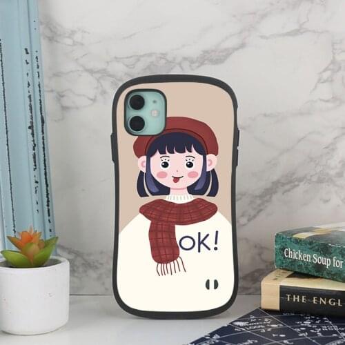 Personality Design Case for iPhone 12 mini Lovely girl with scarf 11 Pro black silica gel 6s 7 8Plus X XR XSMAX Fall prevention