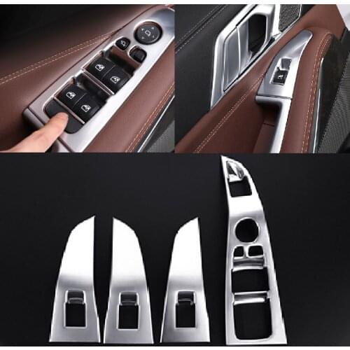 JEAZEA 4X Car Interior Door Armrest Window Button Switch Button Frame Trim Molding Garnish Cover Fit For BMW X5 2019-2021 LHD